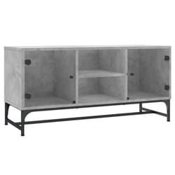 vidaXL TV Cabinet with Glass Doors Home TV Stand Entertainment Centre TV Unit - concrete grey