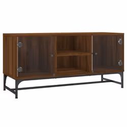 vidaXL TV Cabinet with Glass Doors Home TV Stand Entertainment Centre TV Unit - brown oak