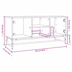 vidaXL TV Cabinet with Glass Doors Home TV Stand Entertainment Centre TV Unit - brown oak