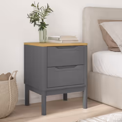 vidaXL Bedside Cabinet Nightstand Side Table Bed Cabinet Grey Solid Wood Pine