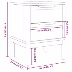 vidaXL Bedside Cabinet Nightstand Side Table Bed Cabinet Grey Solid Wood Pine - Additional view 9