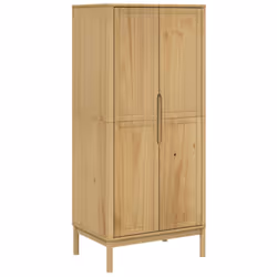 vidaXL Wardrobe Closet Clothes Organiser Storage Cupboard Solid Wood Pine - wax brown