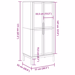 vidaXL Wardrobe Closet Clothes Organiser Storage Cupboard Solid Wood Pine - wax brown