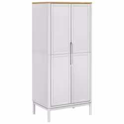 vidaXL Wardrobe Closet Clothes Organiser Storage Cupboard Solid Wood Pine - white