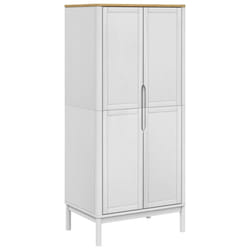 vidaXL Wardrobe Closet Clothes Organiser Storage Cupboard Solid Wood Pine - white