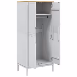 vidaXL Wardrobe Closet Clothes Organiser Storage Cupboard Solid Wood Pine - white - Additional view 7