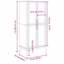 vidaXL Wardrobe Closet Clothes Organiser Storage Cupboard Solid Wood Pine - white - Additional view 9