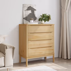 vidaXL Chest of Drawers Storage Drawer Cabinet Sideboard Grey Solid Wood Pine - wax brown
