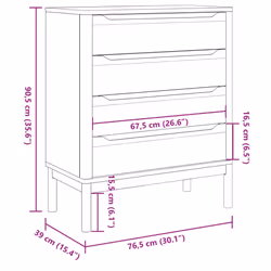 vidaXL Chest of Drawers Storage Drawer Cabinet Sideboard Grey Solid Wood Pine - wax brown