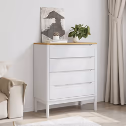 vidaXL Chest of Drawers Storage Drawer Cabinet Sideboard Grey Solid Wood Pine - white