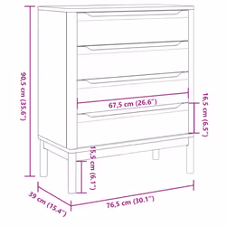 vidaXL Chest of Drawers Storage Drawer Cabinet Sideboard Grey Solid Wood Pine - white