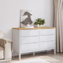 vidaXL Chest of Drawers Storage Drawers Cabinet Sideboard Solid Wood Pine - white - Additional view 2