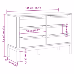 vidaXL Chest of Drawers Storage Drawers Cabinet Sideboard Solid Wood Pine - white - Additional view 3