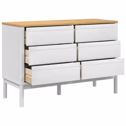 vidaXL Chest of Drawers Storage Drawers Cabinet Sideboard Solid Wood Pine - white - Additional view 7