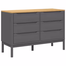 vidaXL Chest of Drawers Storage Drawers Cabinet Sideboard Solid Wood Pine - grey
