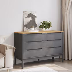 vidaXL Chest of Drawers Storage Drawers Cabinet Sideboard Solid Wood Pine - grey