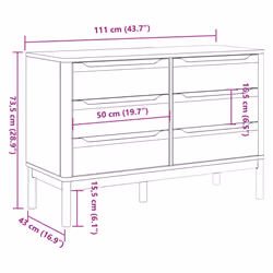 vidaXL Chest of Drawers Storage Drawers Cabinet Sideboard Solid Wood Pine - grey