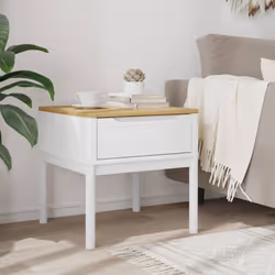 vidaXL Lamp Table Hallway Side Table Bedside Accent Table Solid Wood Pine - white