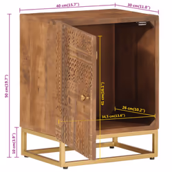vidaXL Bedside Cabinet Nightstand Bed Side Table Solid Wood Mango and Iron