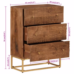 vidaXL Chest of Drawers Storage Cabinet Sideboard Solid Wood Mango and Iron