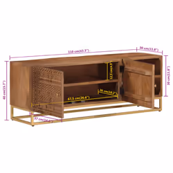 vidaXL TV Cabinet TV Unit Media Cabinet TV Stand Solid Wood Mango and Iron