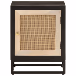 vidaXL Bedside Cabinet Nightstand Bed Table Black Solid Wood Mango and Iron
