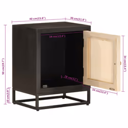 vidaXL Bedside Cabinet Nightstand Bed Table Black Solid Wood Mango and Iron