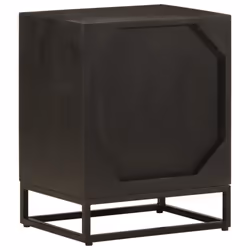 vidaXL Bedside Cabinet Nightstand Bed Table Black Solid Wood Mango and Iron - Additional view 4