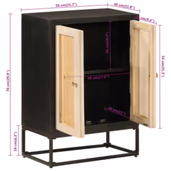 vidaXL Sideboard Storage Cupboard Side Cabinet Black Solid Wood Mango and Iron