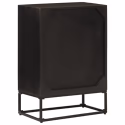 vidaXL Sideboard Storage Cupboard Side Cabinet Black Solid Wood Mango and Iron