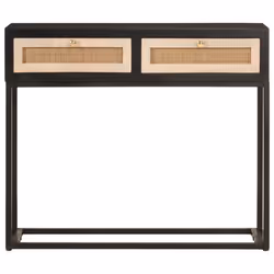 vidaXL Console Table Hall Side Table End Table Black Solid Wood Mango and Iron
