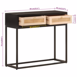 vidaXL Console Table Hall Side Table End Table Black Solid Wood Mango and Iron