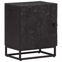 vidaXL Bedside Cabinet Nightstand Bed Table Black Solid Wood Mango and Iron