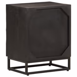 vidaXL Bedside Cabinet Nightstand Bed Table Black Solid Wood Mango and Iron - Additional view 4