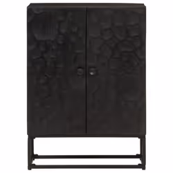 vidaXL Sideboard Storage Cupboard Side Cabinet Black Solid Wood Mango and Iron