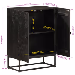 vidaXL Sideboard Storage Cupboard Side Cabinet Black Solid Wood Mango and Iron