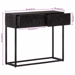 vidaXL Console Table Hall Side Table End Table Black Solid Wood Mango and Iron - Additional view 8