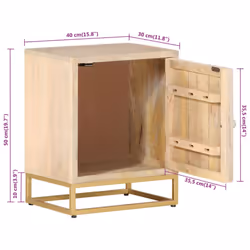vidaXL Bedside Cabinet Nightstand Bed Side Table Solid Wood Mango and Iron - Additional view 8