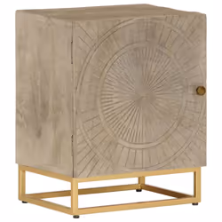 vidaXL Bedside Cabinet Nightstand Bed Side Table Solid Wood Mango and Iron