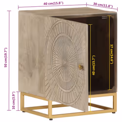 vidaXL Bedside Cabinet Nightstand Bed Side Table Solid Wood Mango and Iron