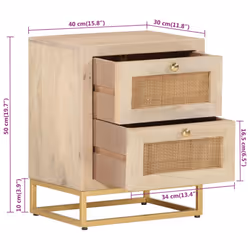 vidaXL Bedside Cabinet Nightstand Bed Side Table Solid Wood Mango and Iron