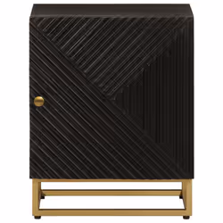 vidaXL Bedside Cabinet Nightstand Bed Table Black Solid Wood Mango and Iron