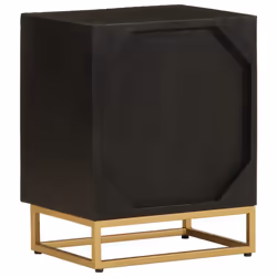 vidaXL Bedside Cabinet Nightstand Bed Table Black Solid Wood Mango and Iron - Additional view 4