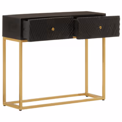 vidaXL Console Table Hall Side Table End Table Black Solid Wood Mango and Iron
