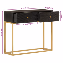 vidaXL Console Table Hall Side Table End Table Black Solid Wood Mango and Iron