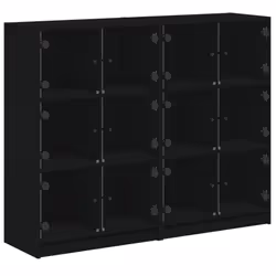 vidaXL Bookcase with Doors Bookshelf Storage Rack Cabinet Engineered Wood - black