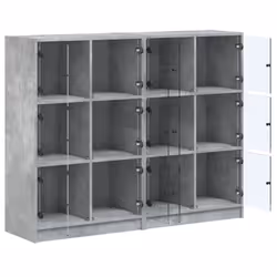 vidaXL Bookcase with Doors Bookshelf Storage Rack Cabinet Engineered Wood - concrete grey - Additional view 5