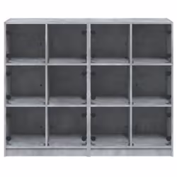 vidaXL Bookcase with Doors Bookshelf Storage Rack Cabinet Engineered Wood - concrete grey - Additional view 6