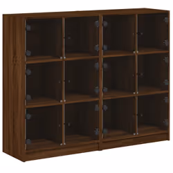 vidaXL Bookcase with Doors Bookshelf Storage Rack Cabinet Engineered Wood - brown oak