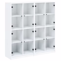 vidaXL Bookcase with Doors Bookshelf Rack Cabinet Sonoma Oak Engineered Wood - white
